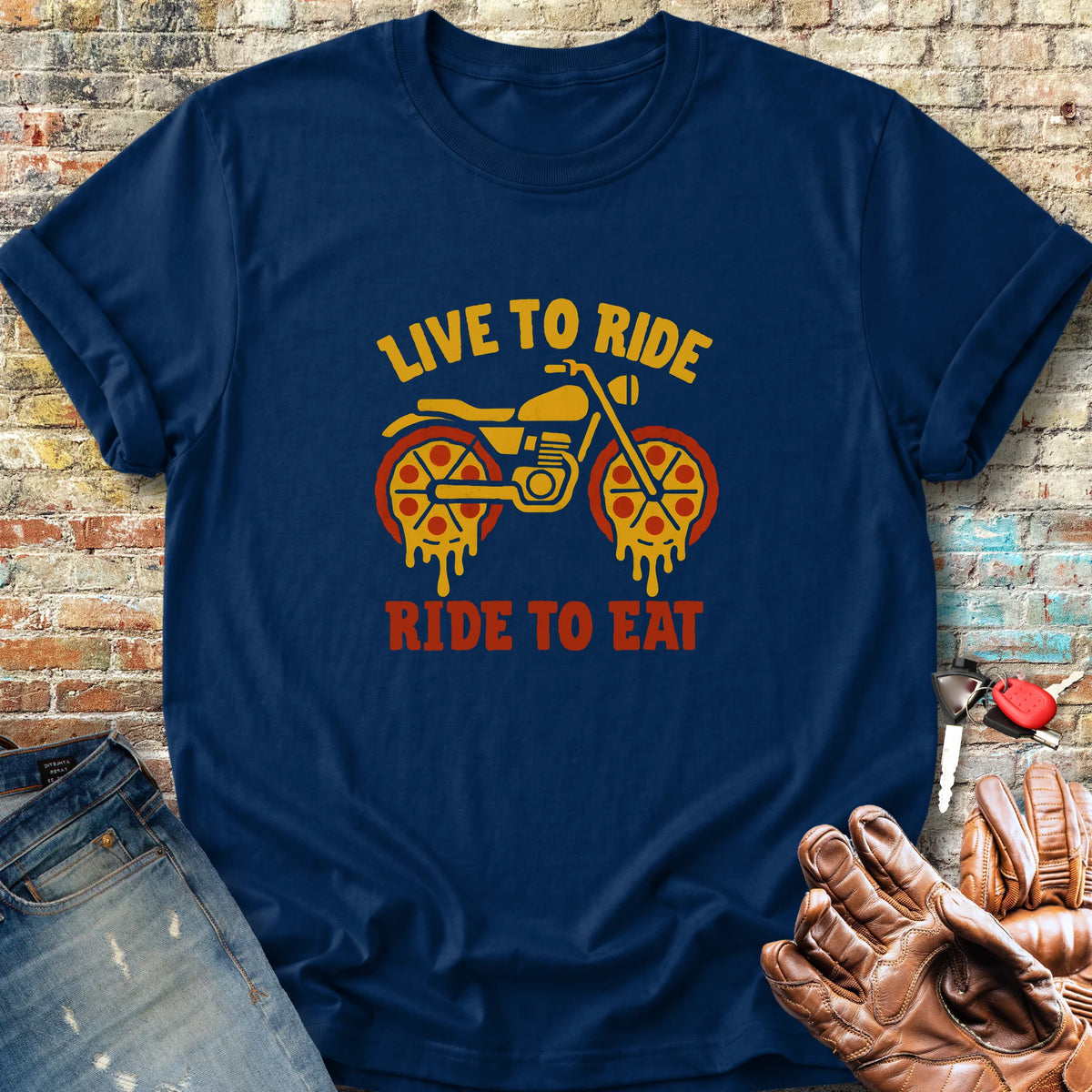 Ride To Eat Classic T-Shirt - Navy