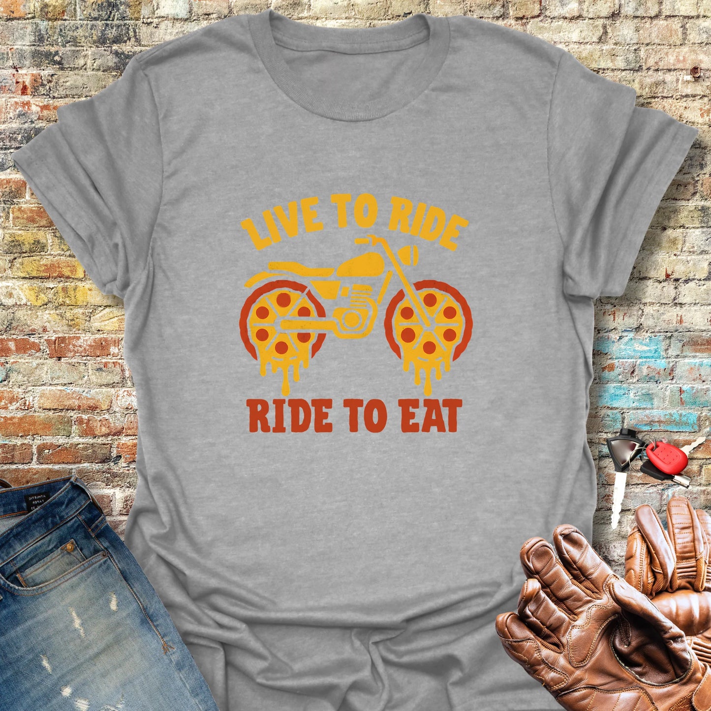 Ride To Eat T-Shirt - Sport Grey