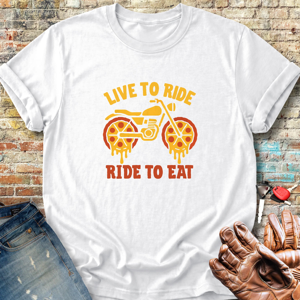 Ride To Eat Classic T-Shirt - White