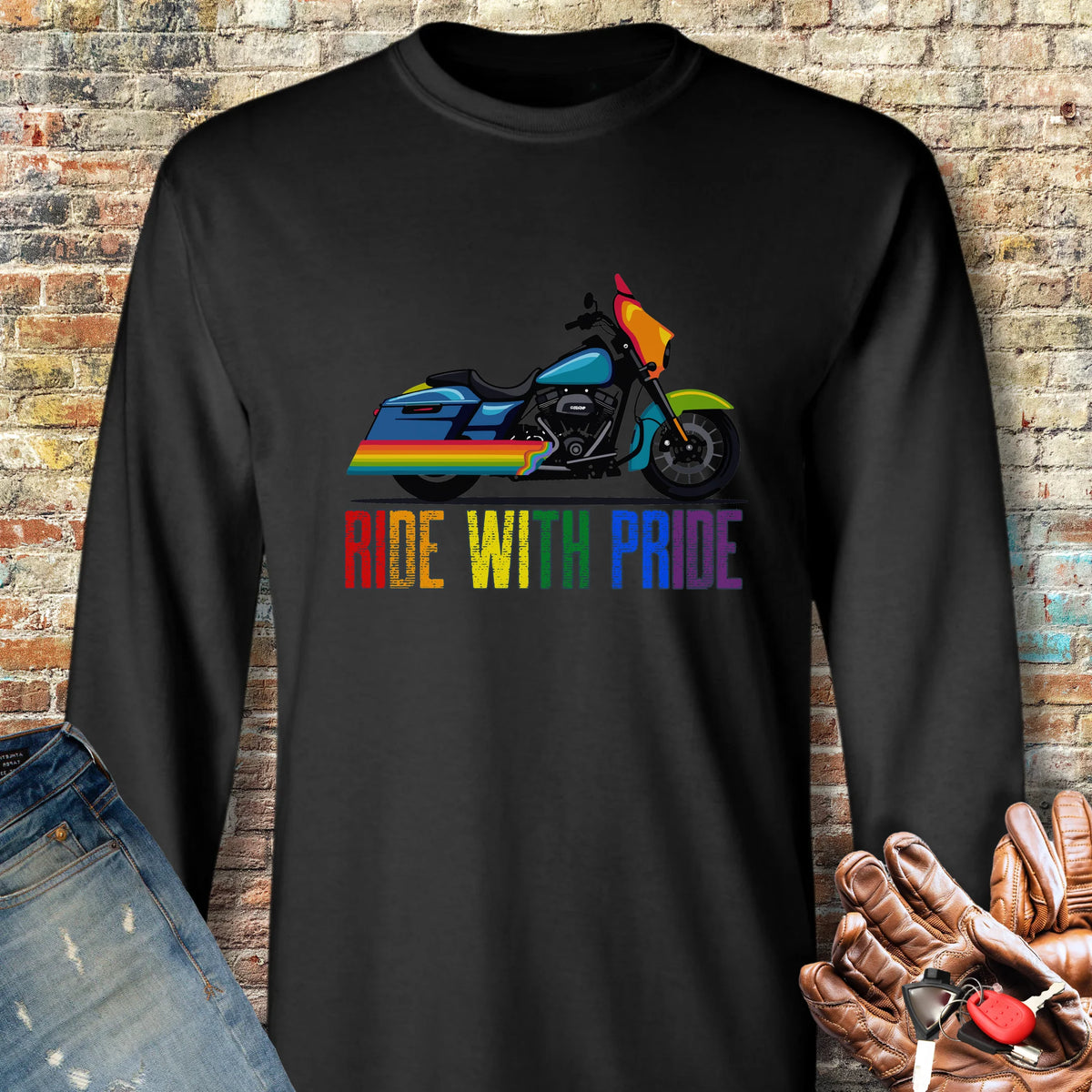 Ride With Pride Long Sleeve T-Shirt - Black