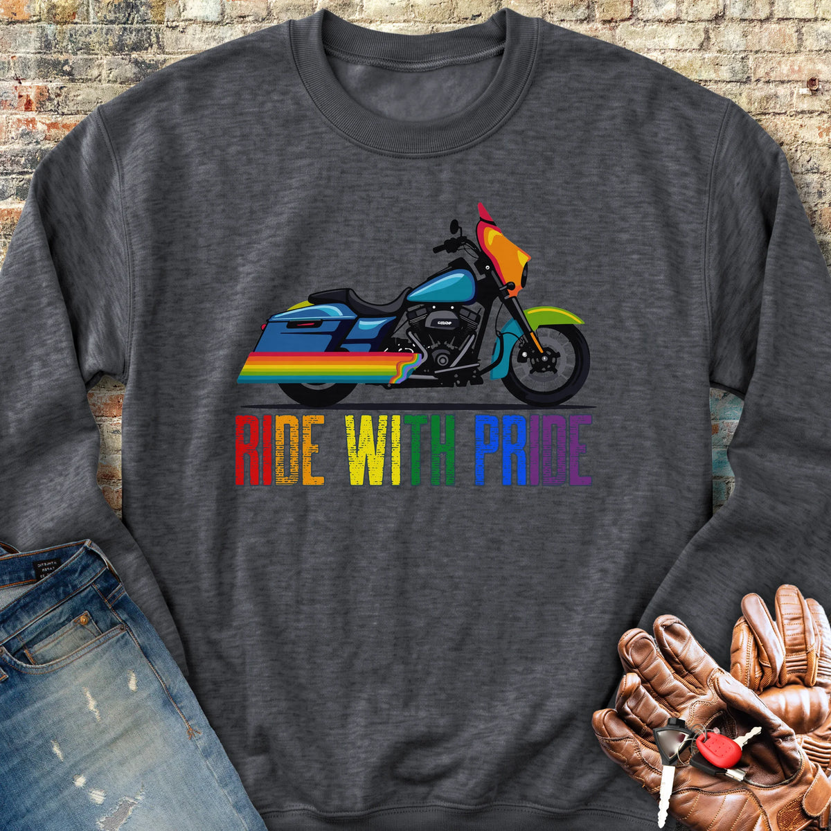 Ride With Pride Sweatshirt - Dark Heather
