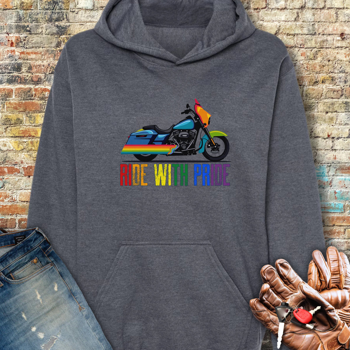 Ride With Pride Hoodie - Dark Heather