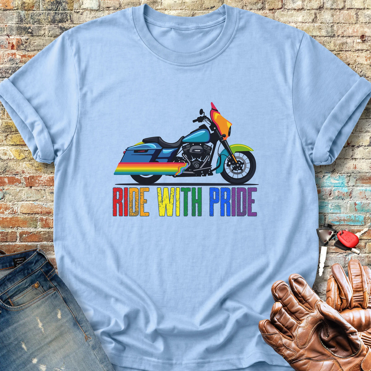 Ride With Pride Classic T-Shirt - Light Blue