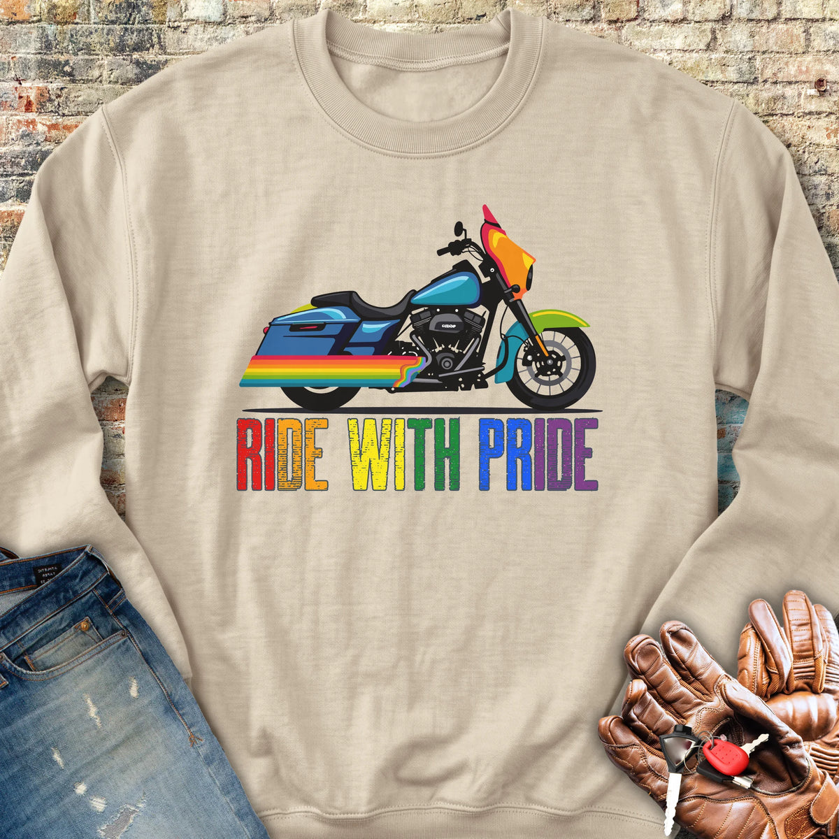 Ride With Pride Sweatshirt - Sand