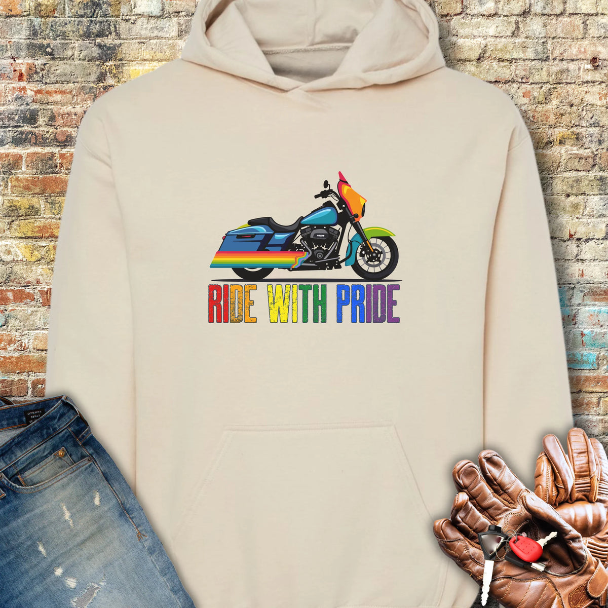Ride With Pride Hoodie - Sand