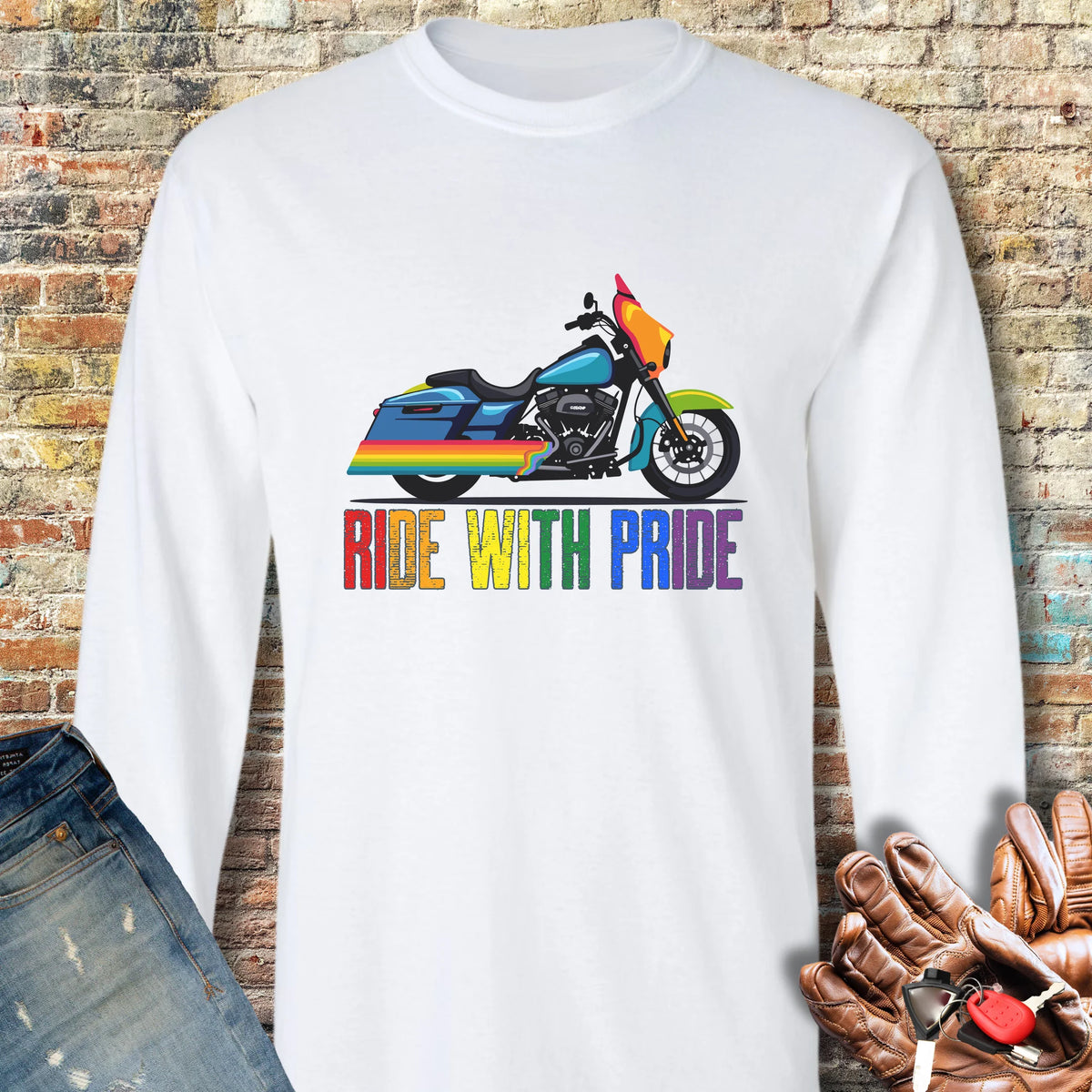 Ride With Pride Long Sleeve T-Shirt - White