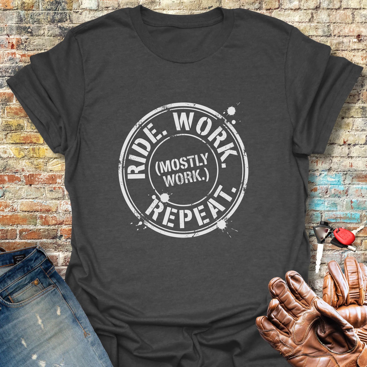 Ride Work Repeat T-Shirt - Dark Heather