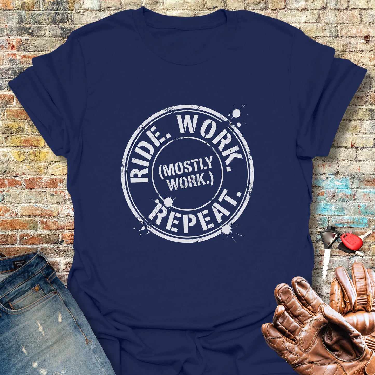 Ride Work Repeat T-Shirt - Navy