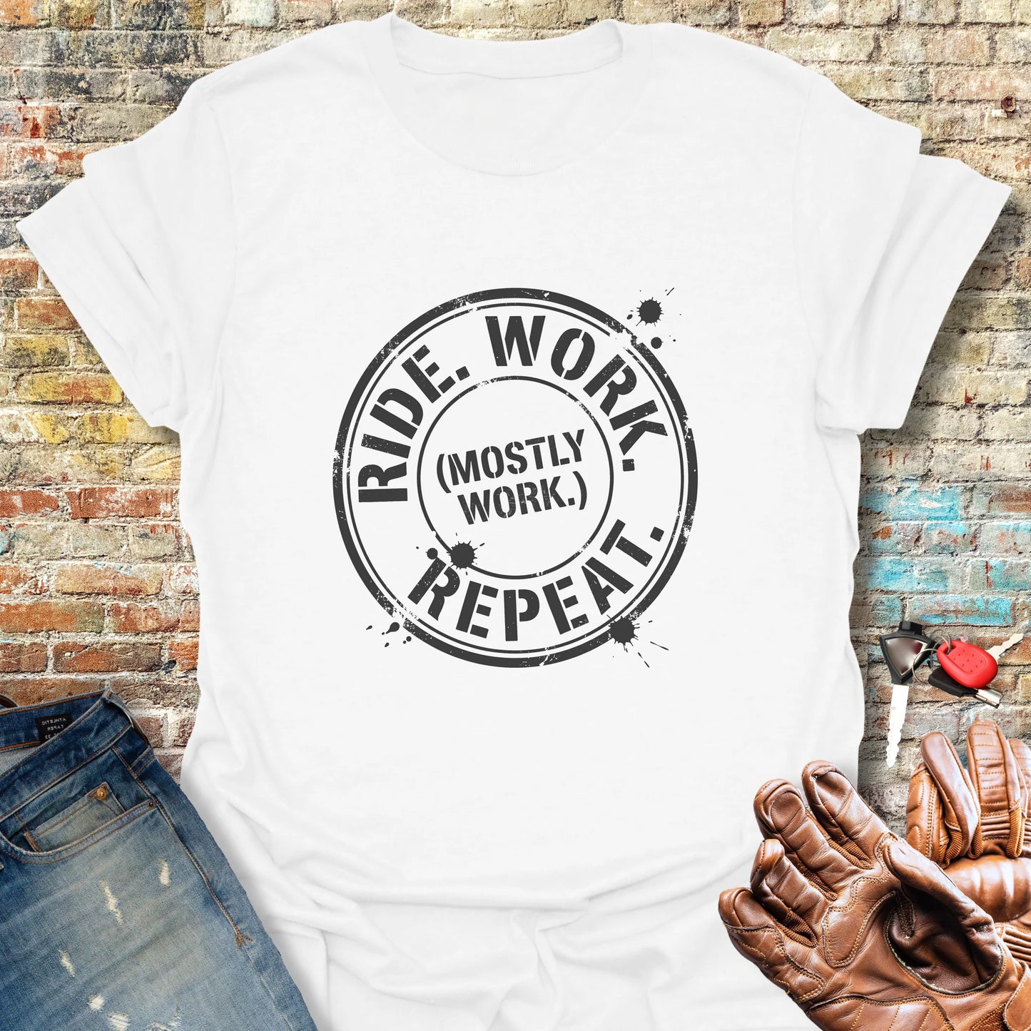Ride Work Repeat T-Shirt - White