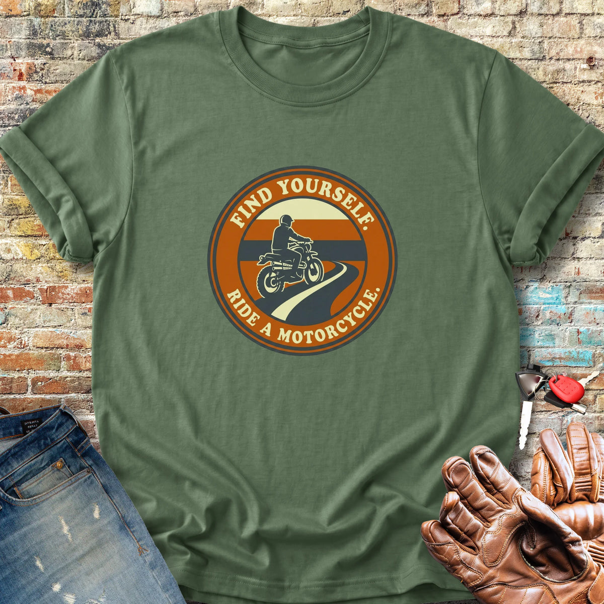 Ride a Motorcycle Classic T-Shirt - Military Green