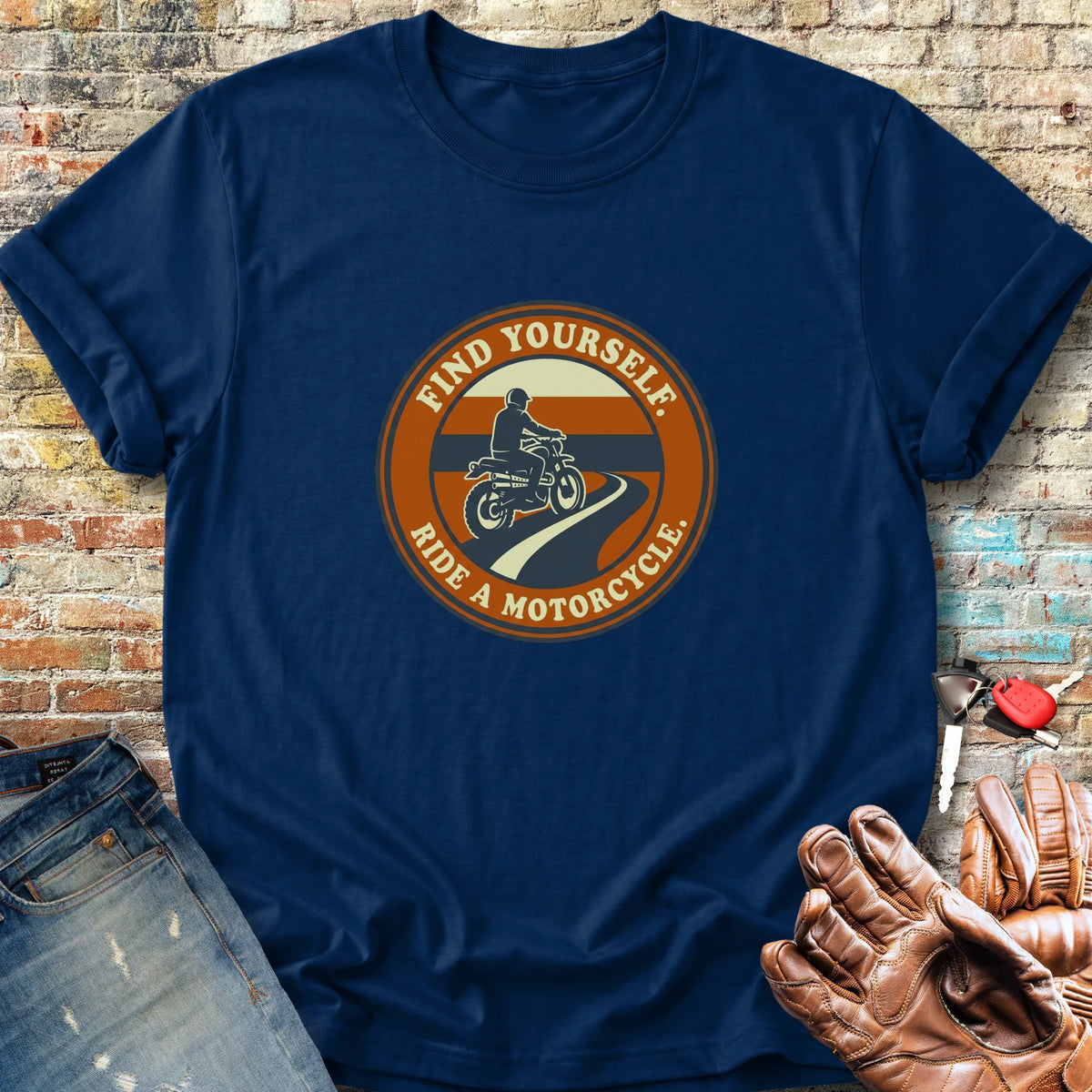 Ride a Motorcycle Classic T-Shirt - Navy