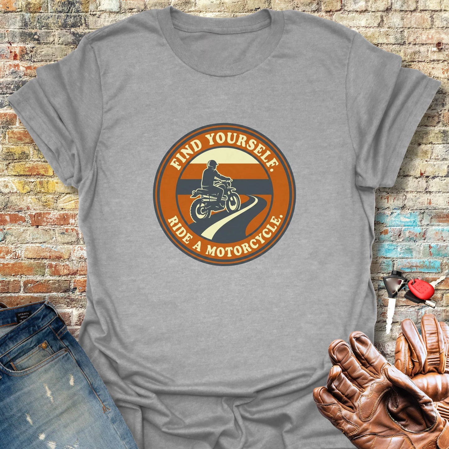 Ride a Motorcycle T-Shirt - Sport Grey
