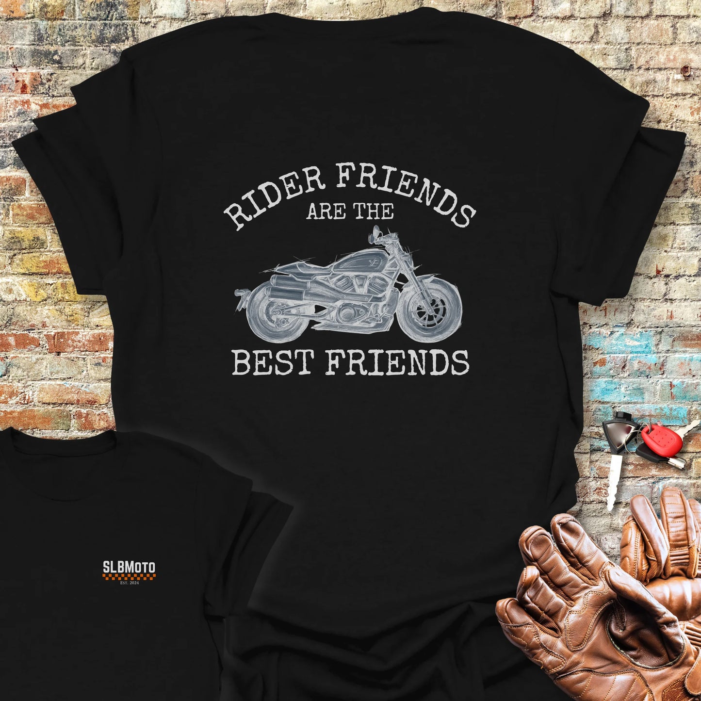 Rider Friends Back Print T-Shirt - Black