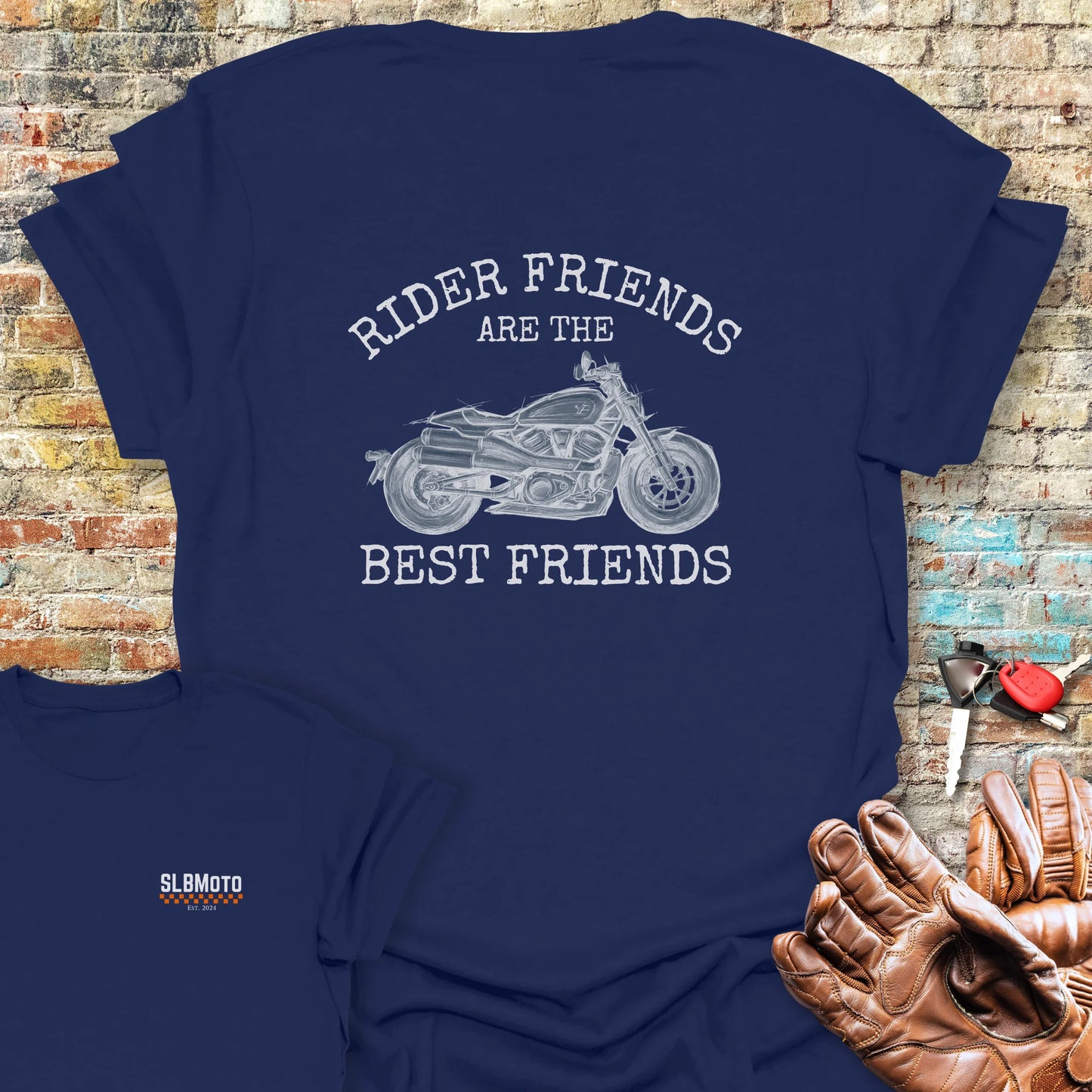 Rider Friends Back Print T-Shirt - Navy