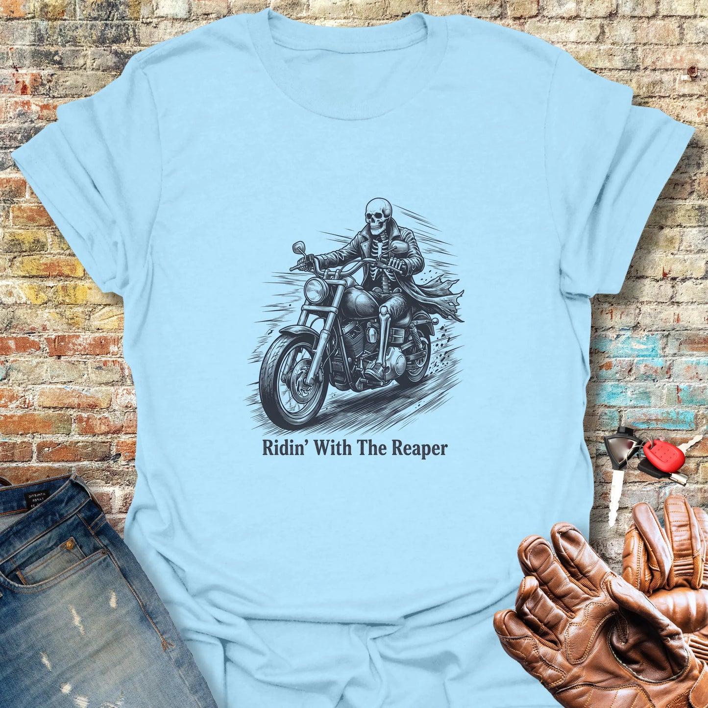 Ridin' With The Reaper T-Shirt - Light Blue