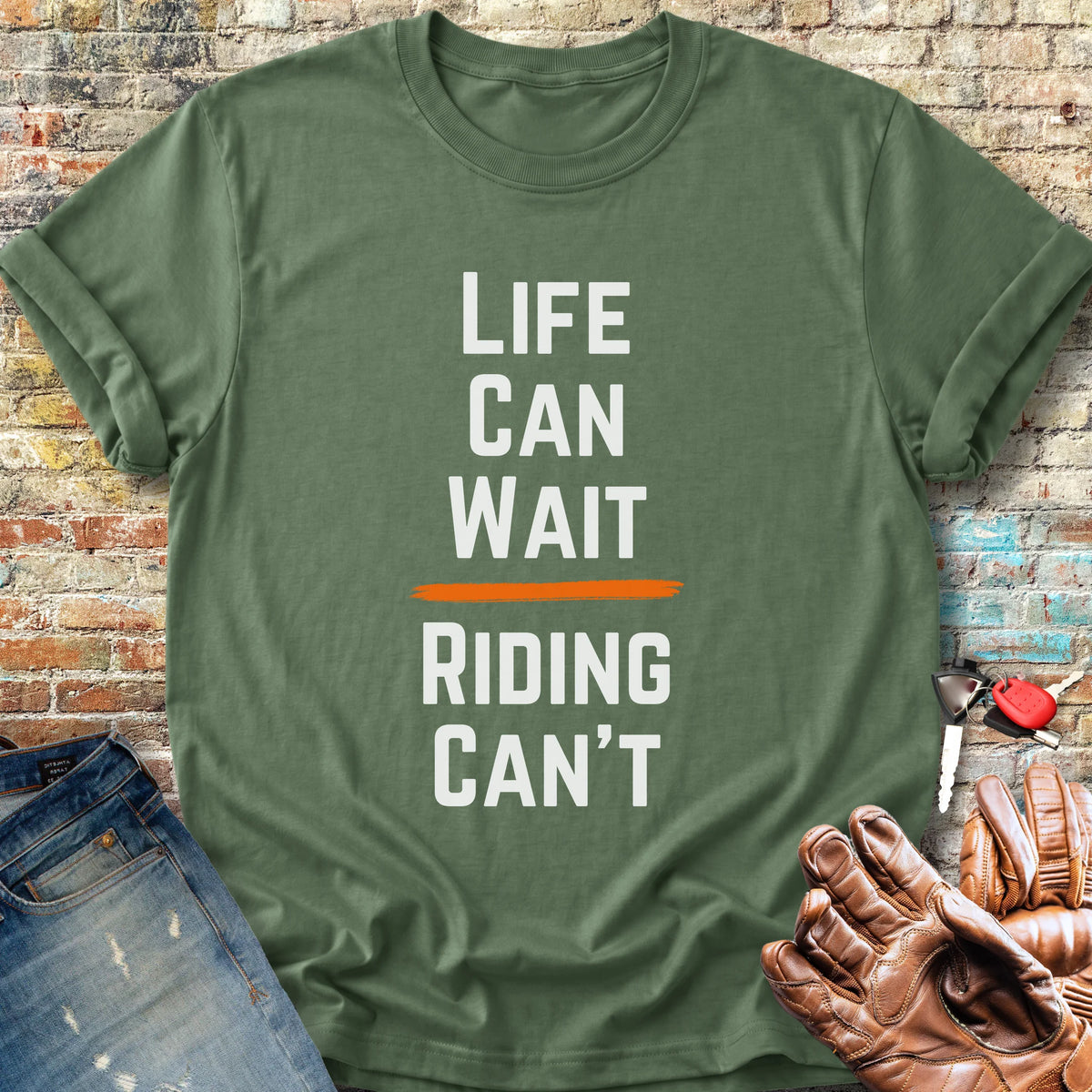 Riding Can't Classic T-Shirt - Military Green