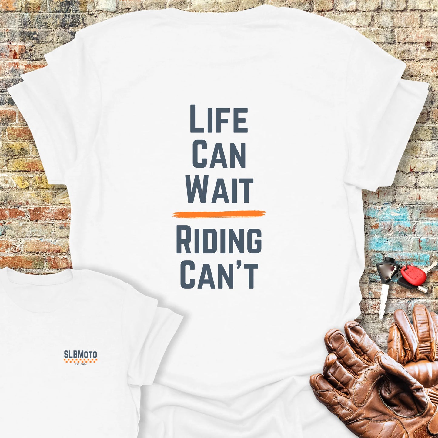 Riding Can't Back Print T-Shirt - White