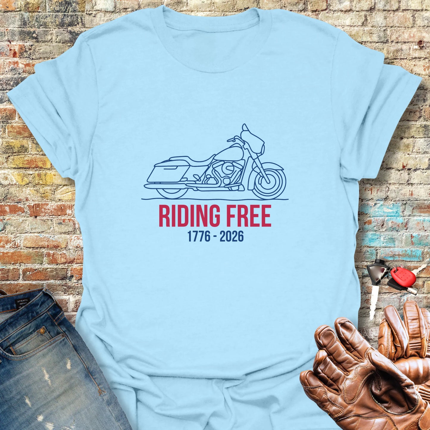Riding Free 250th T-Shirt - Light Blue