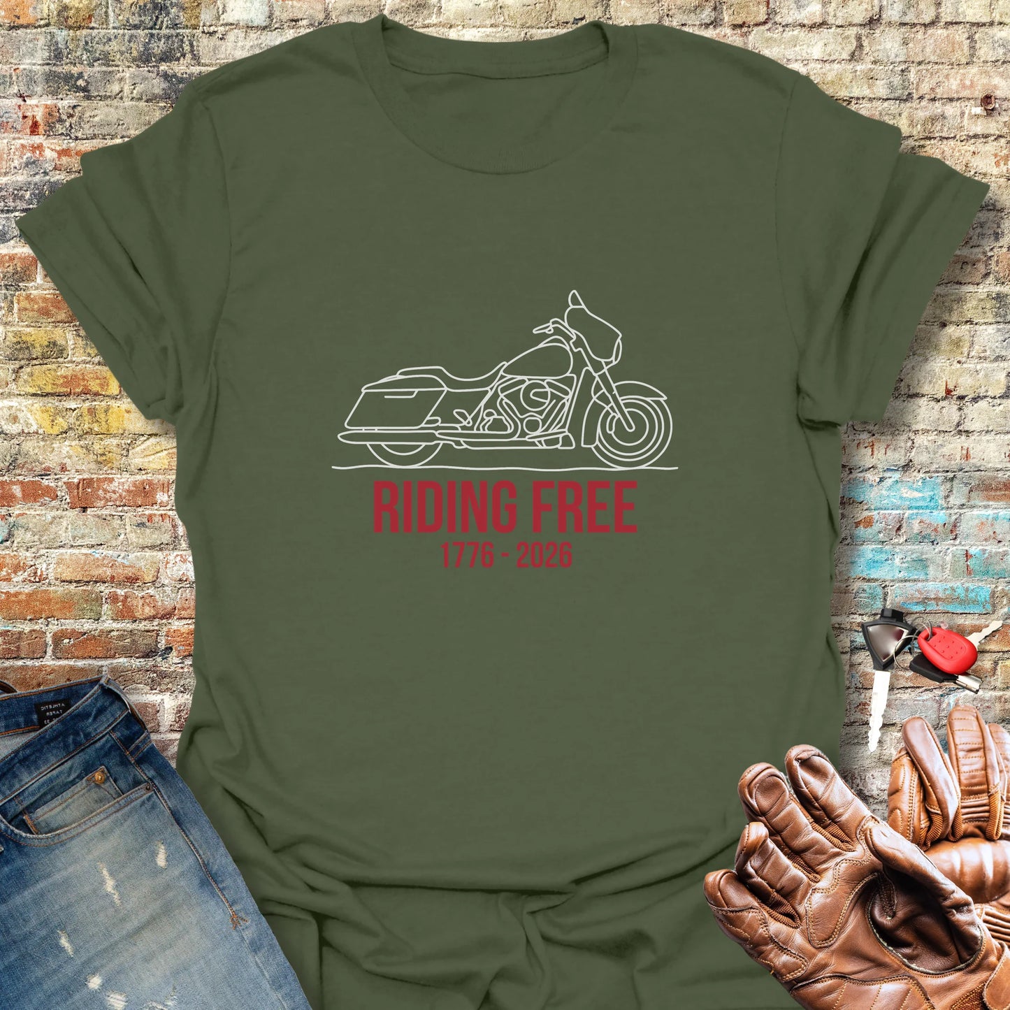 Riding Free 250th T-Shirt - Military Green