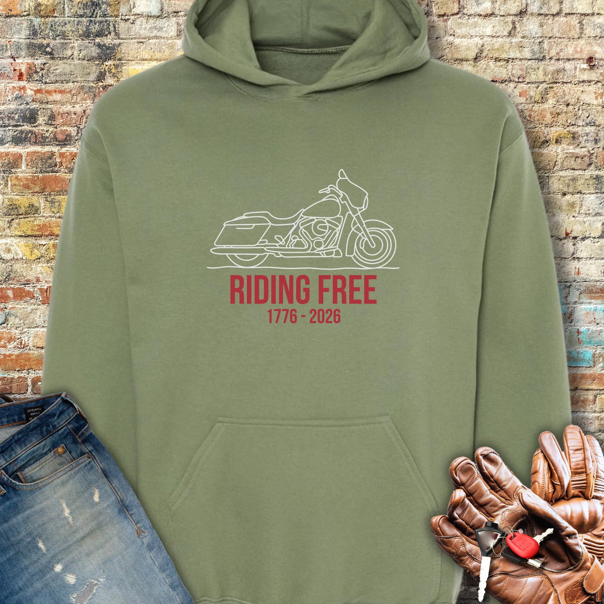 Riding Free 250th Hoodie - Military Green