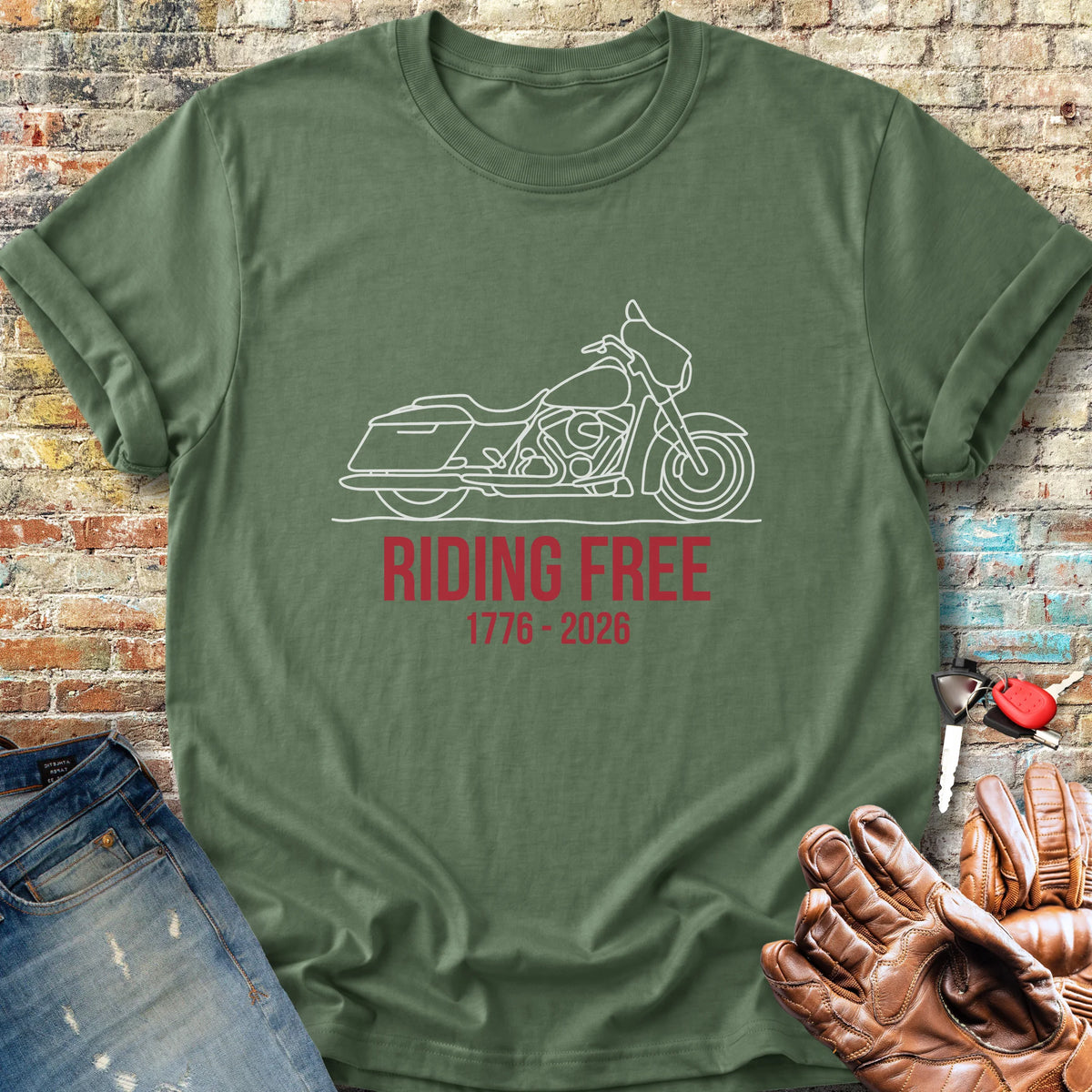 Riding Free 250th Classic T-Shirt - Military Green