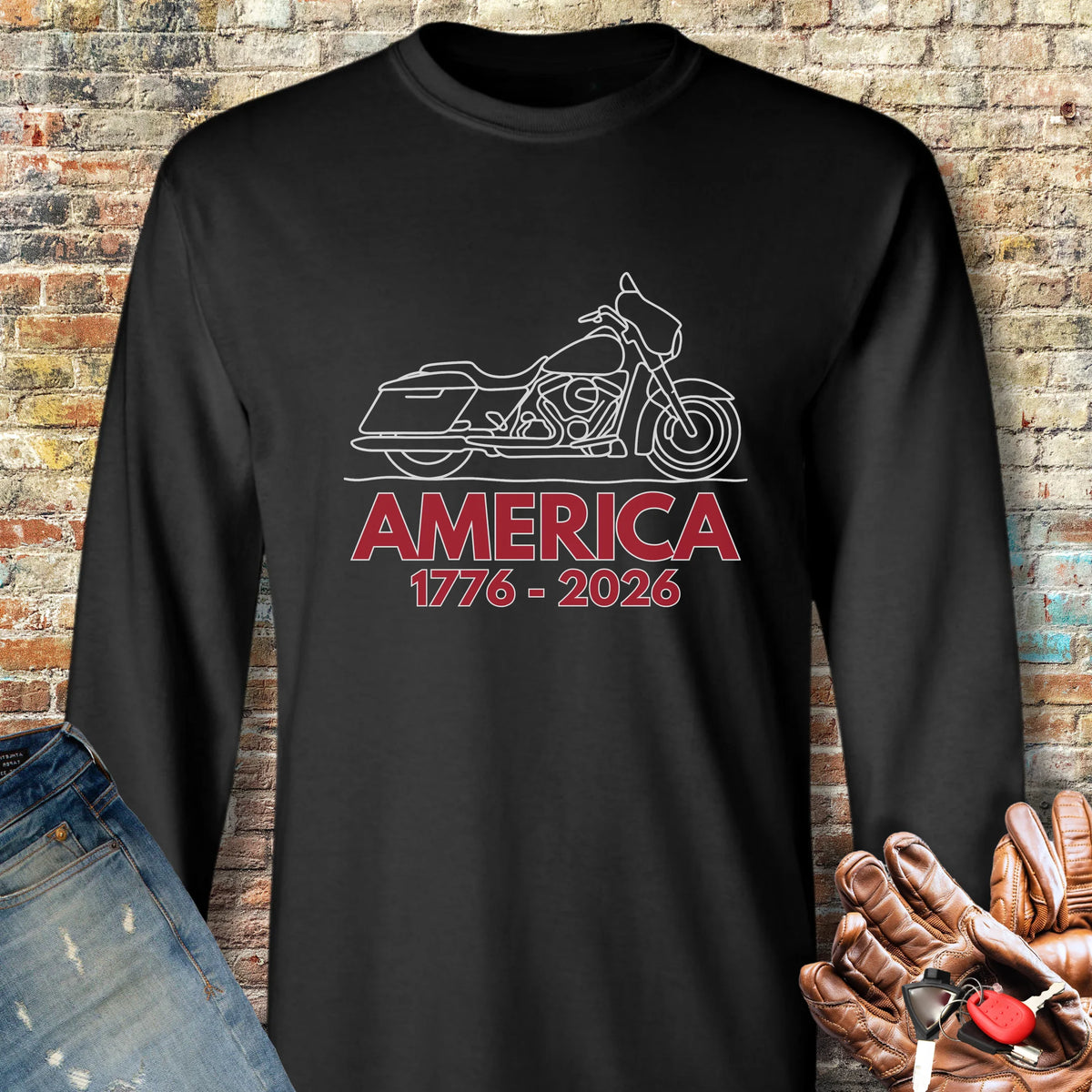 Riding Free America 250 Long Sleeve T-Shirt - Black