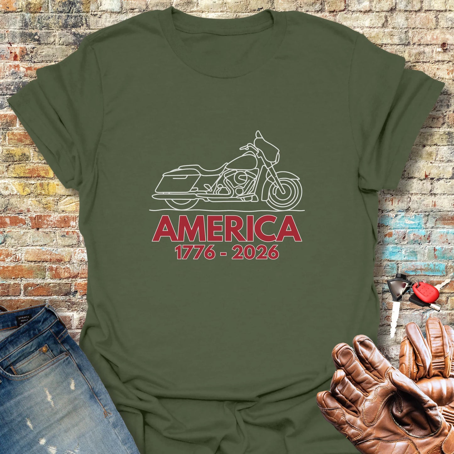 Riding Free America 250 T-Shirt - Military Green