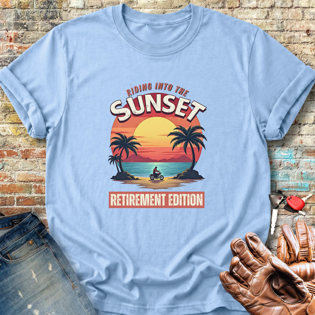 Riding Into The Sunset Classic T-Shirt - Light Blue