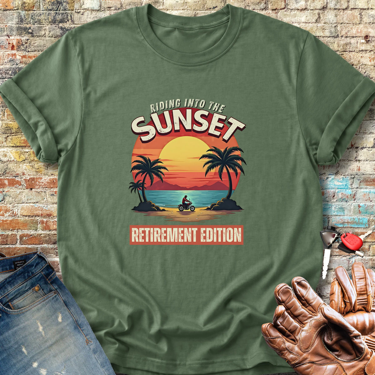 Riding Into The Sunset Classic T-Shirt - Military Green