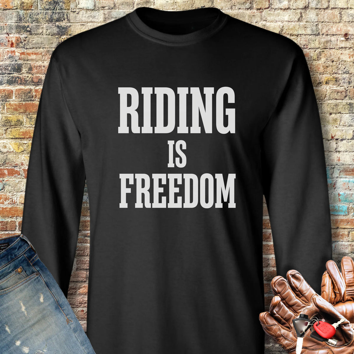 Riding Is Freedom Long Sleeve T-Shirt - Black