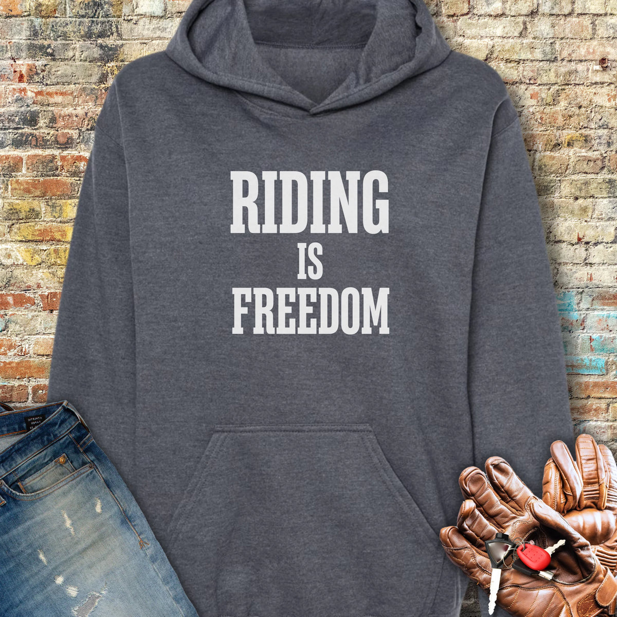Riding Is Freedom Hoodie - Dark Heather