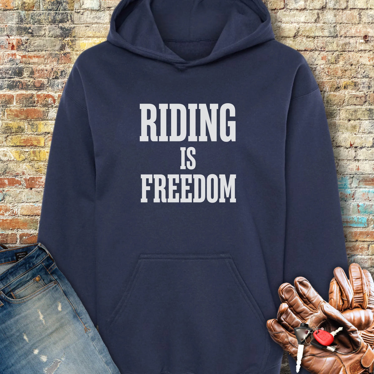 Riding Is Freedom Hoodie - Navy