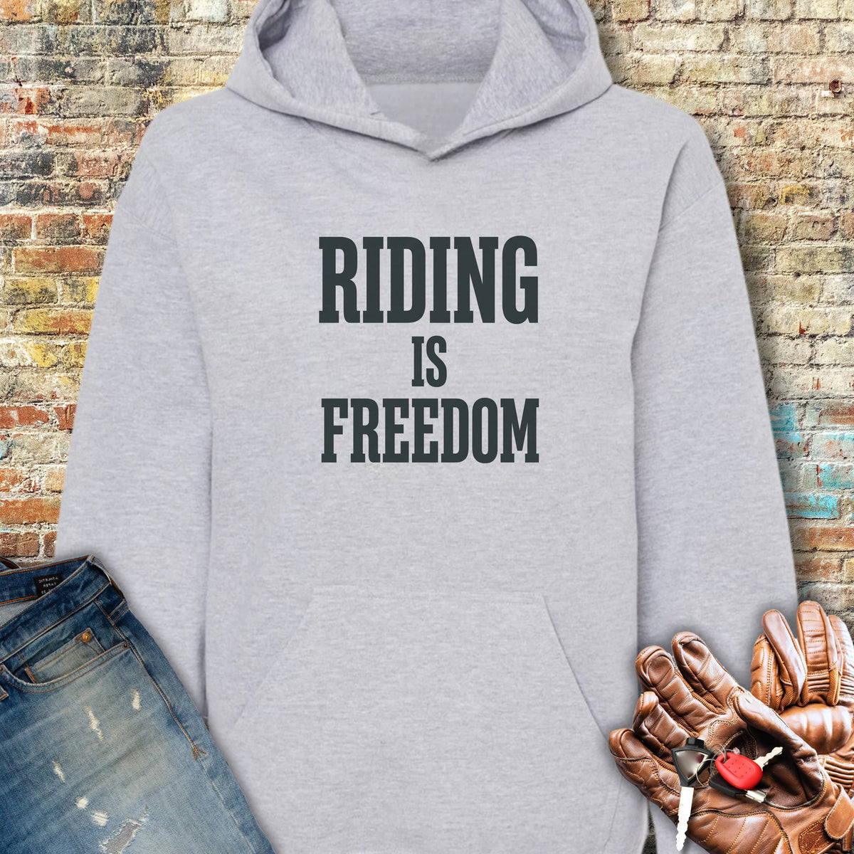 Riding Is Freedom Hoodie - Sport Grey