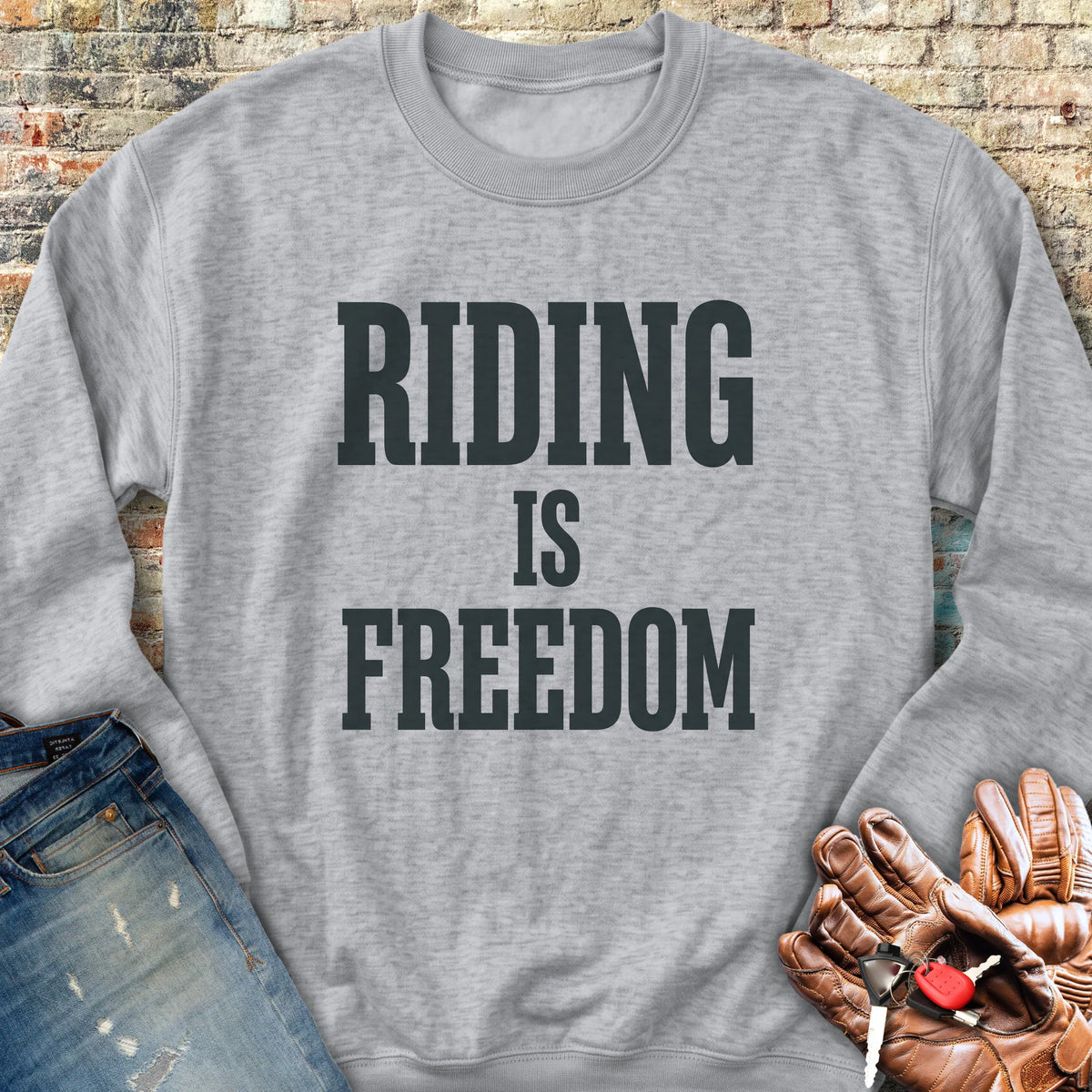 Riding Is Freedom Sweatshirt - Sport Grey