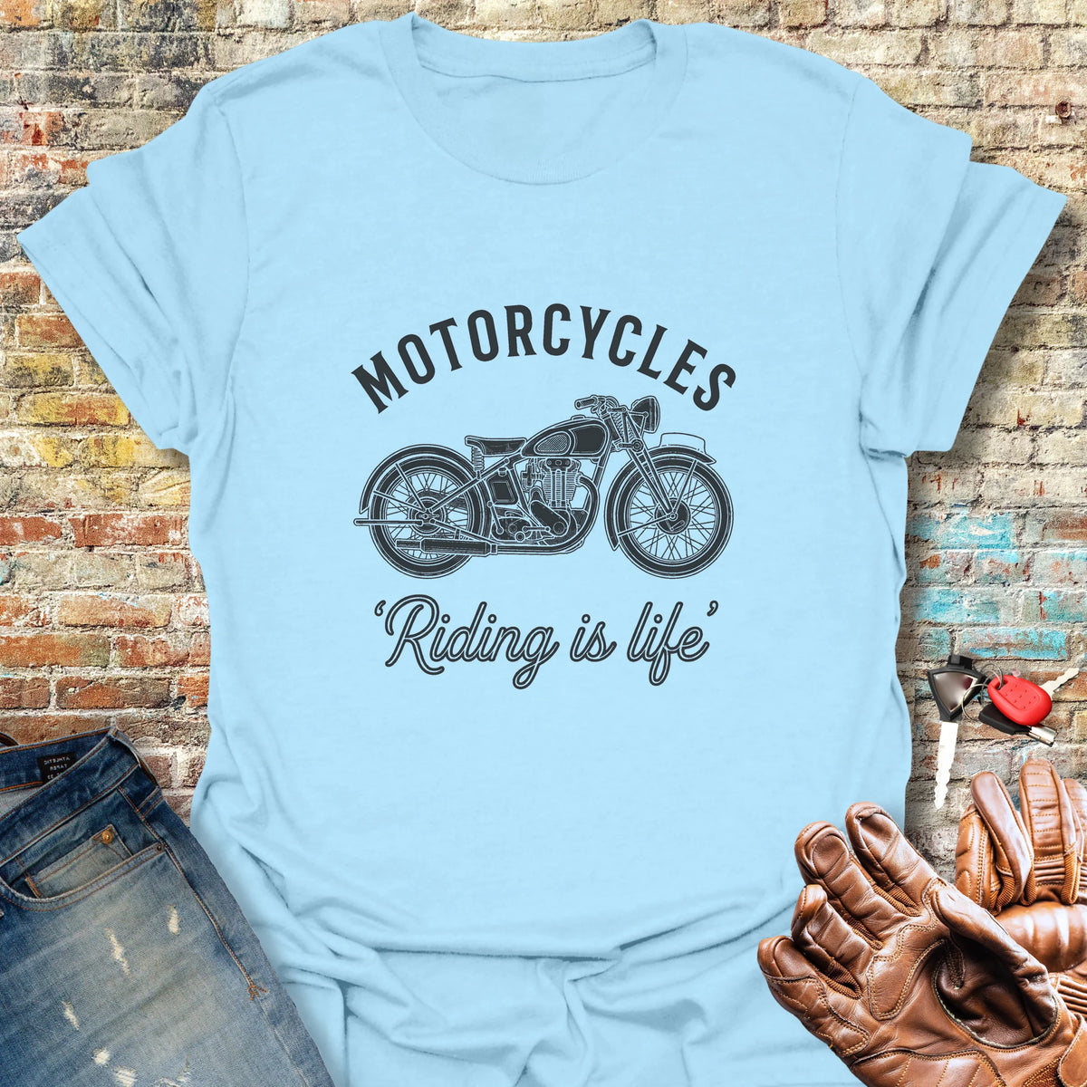 Riding Is Life T-Shirt - Light Blue