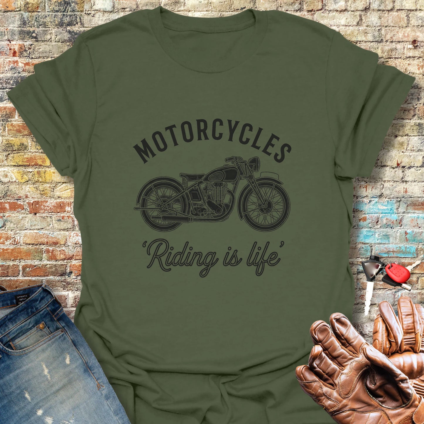 Riding Is Life T-Shirt - Military Green