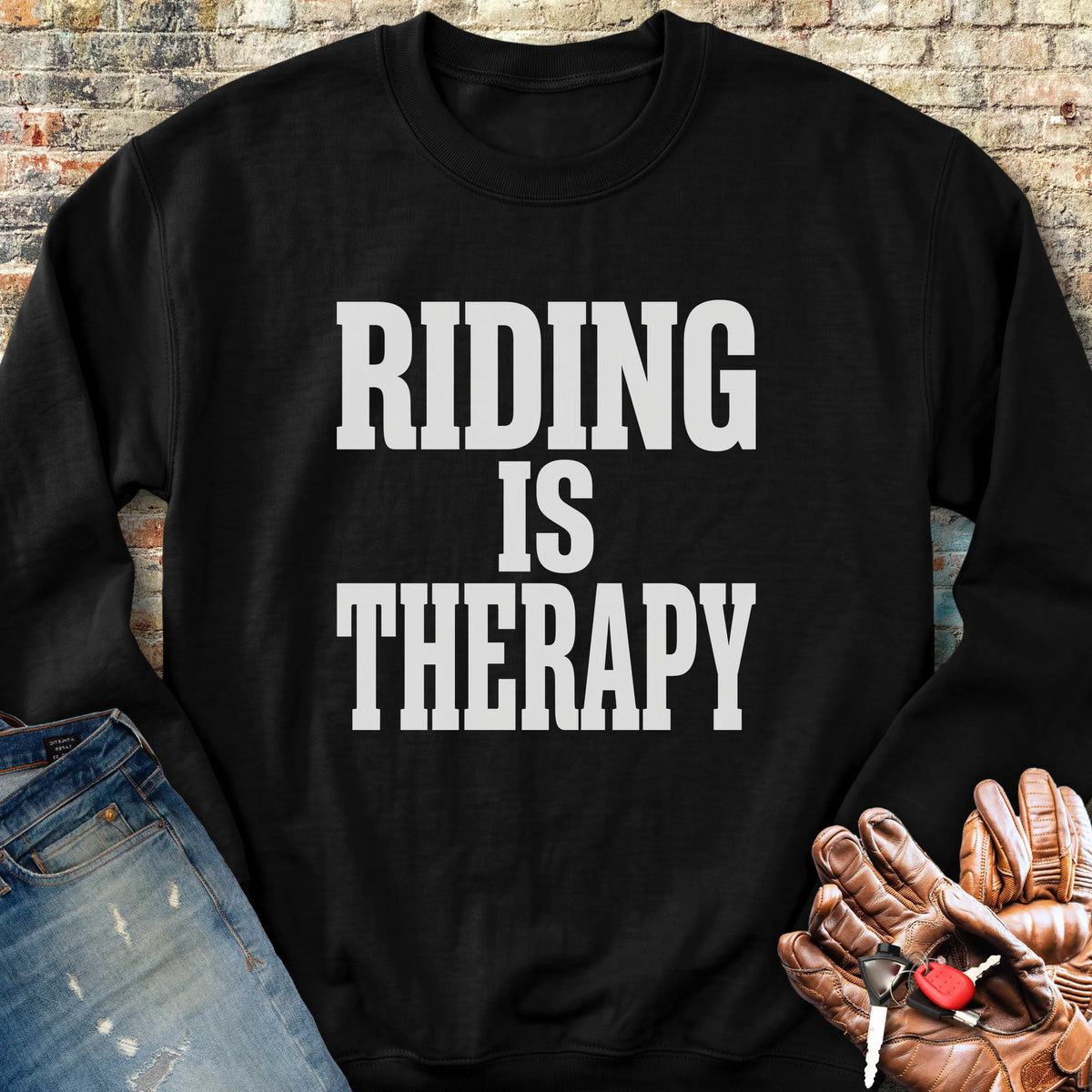 Riding Is Therapy Sweatshirt - Black