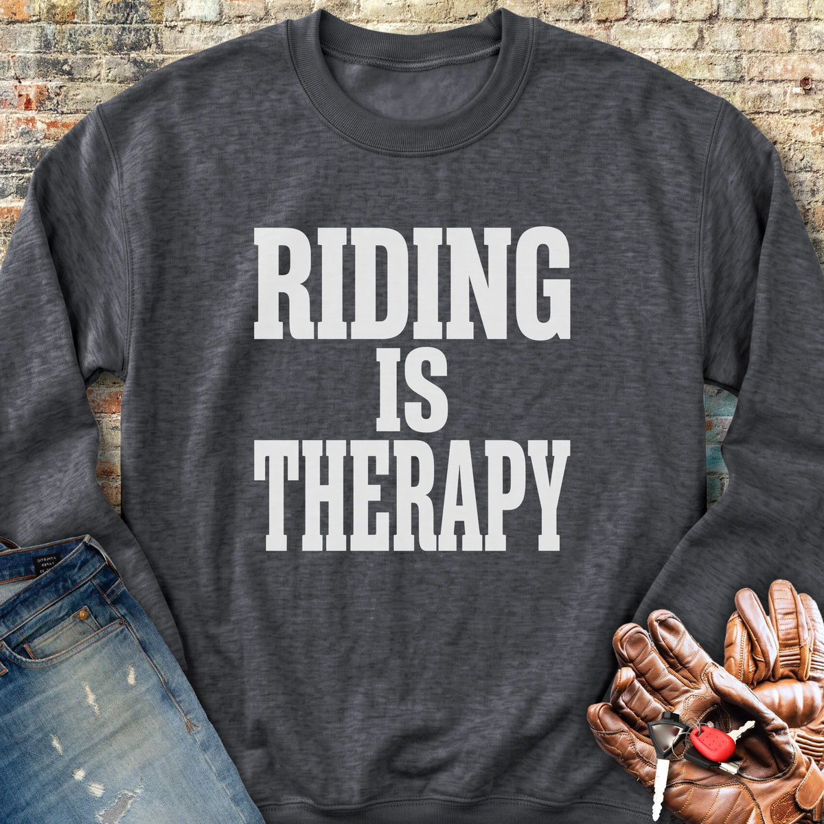 Riding Is Therapy Sweatshirt - Dark Heather