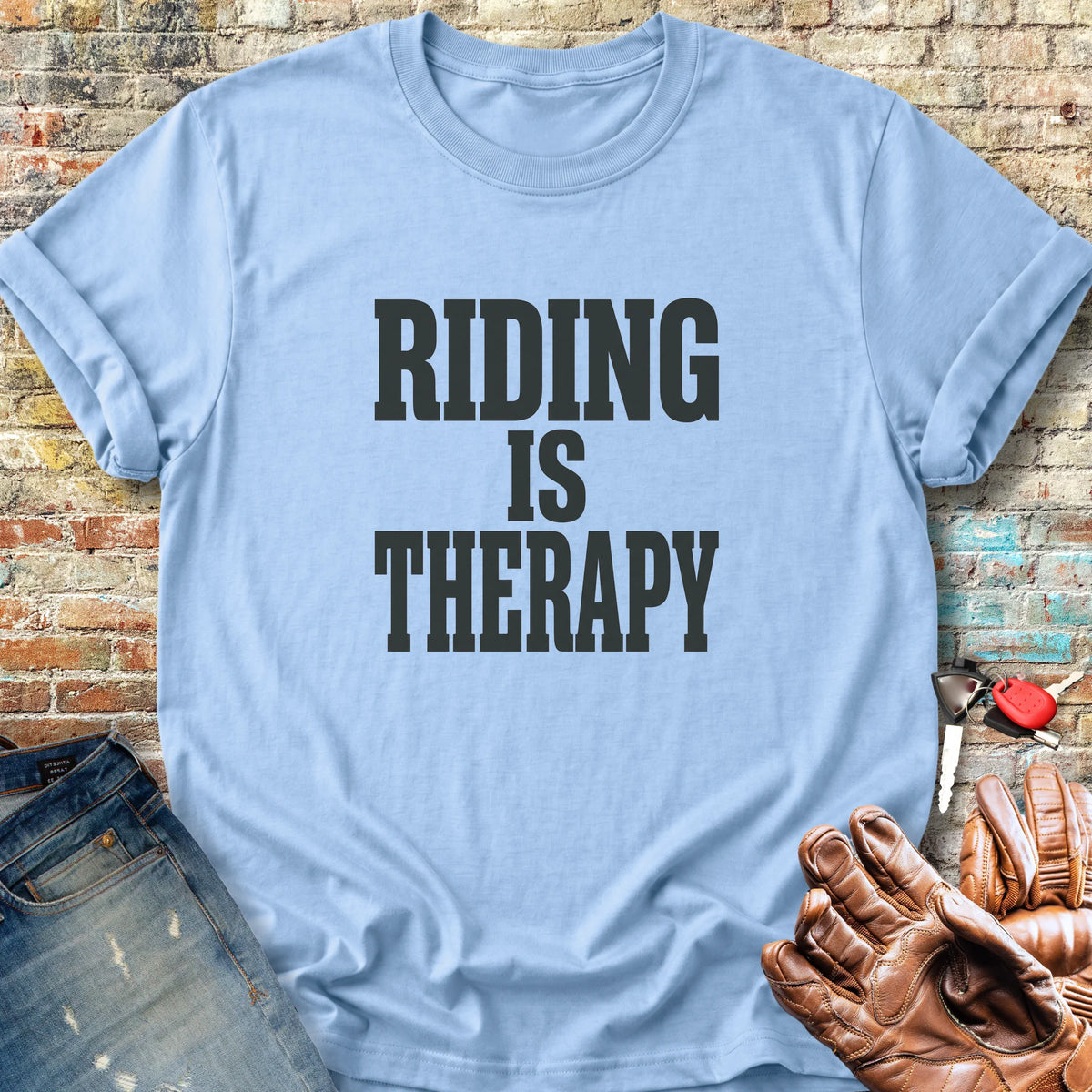 Riding Is Therapy Classic T-Shirt - Light Blue