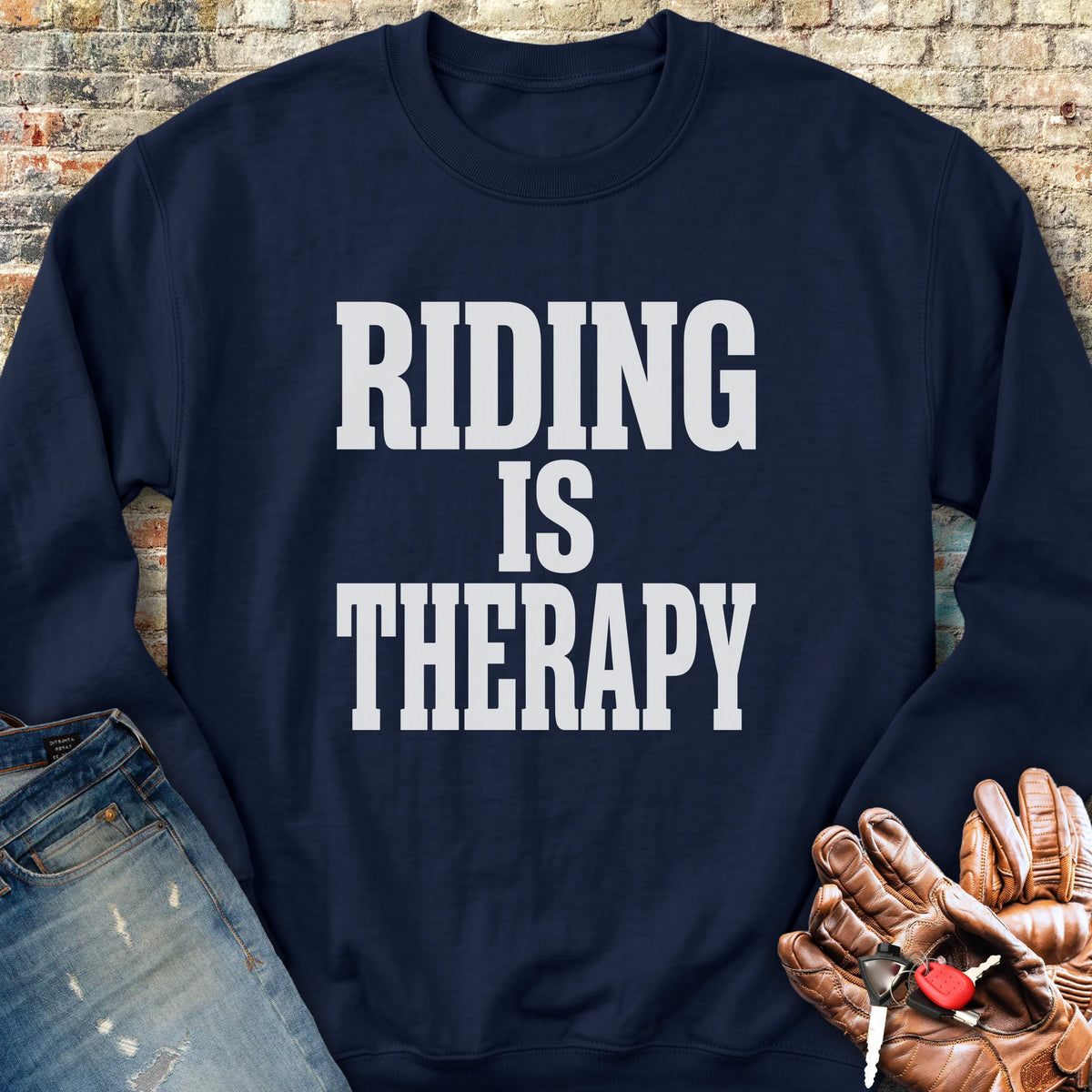 Riding Is Therapy Sweatshirt - Navy