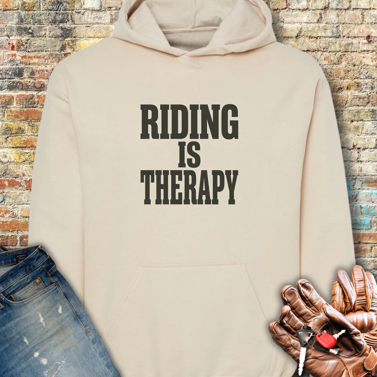 Riding Is Therapy Hoodie - Sand