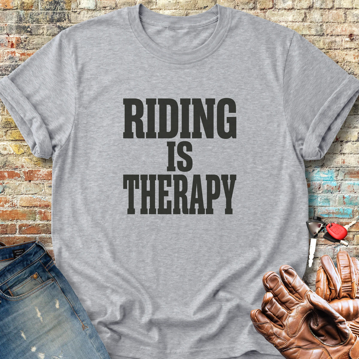 Riding Is Therapy Classic T-Shirt - Sport Grey
