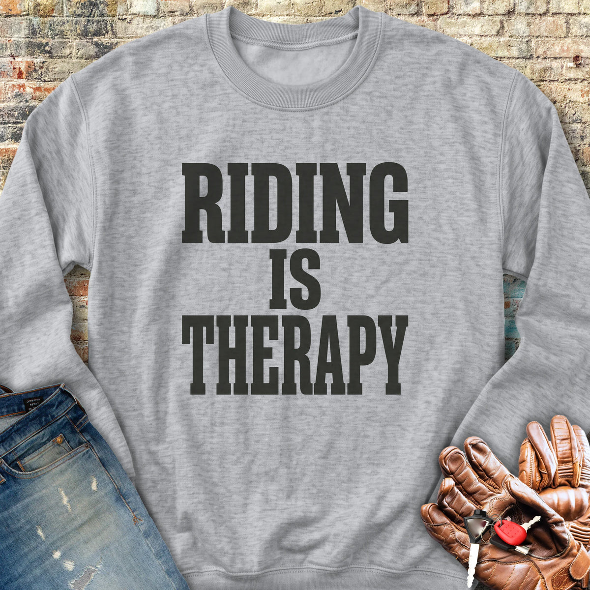 Riding Is Therapy Sweatshirt - Sport Grey