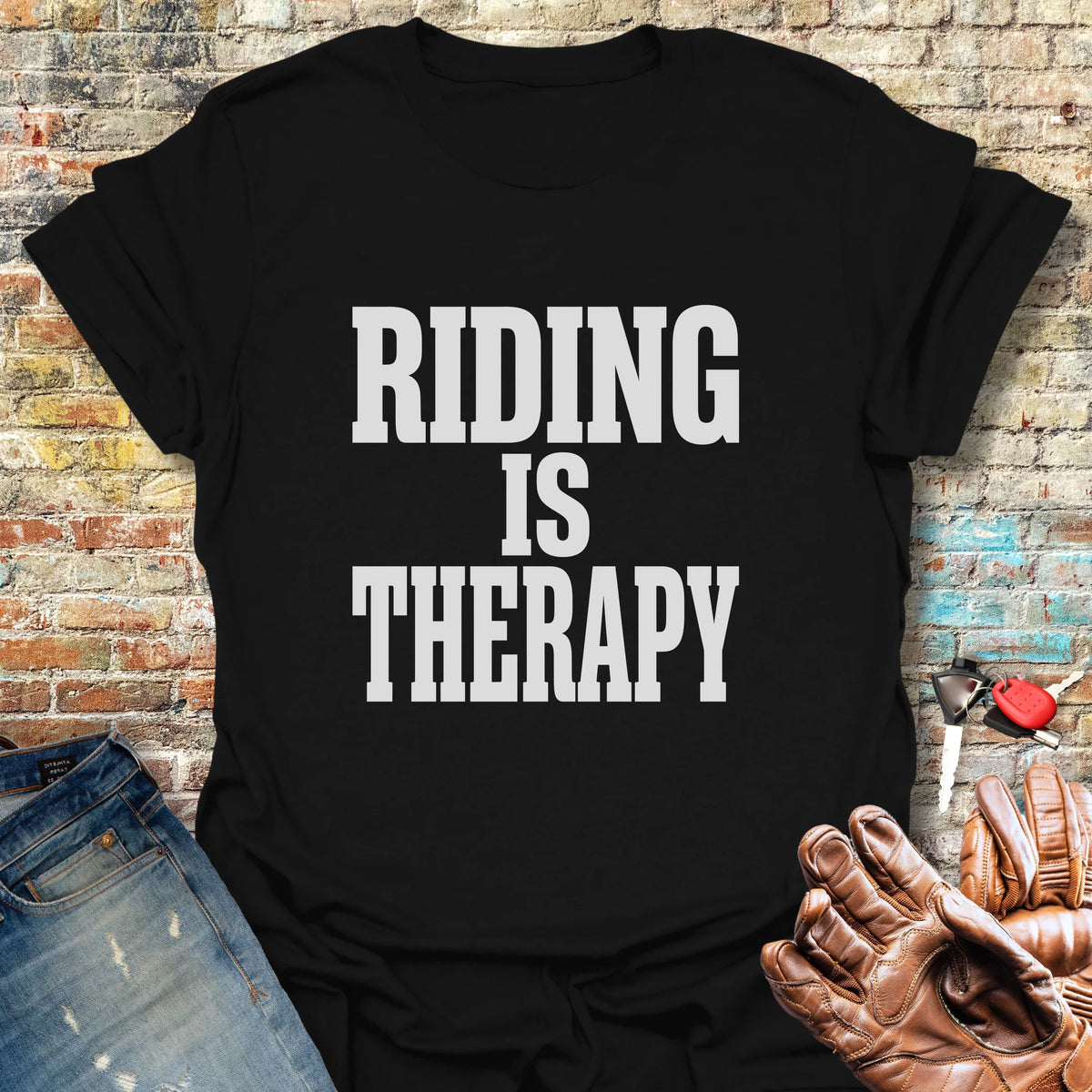 Riding Is Therapy Softstyle T-Shirt - Black