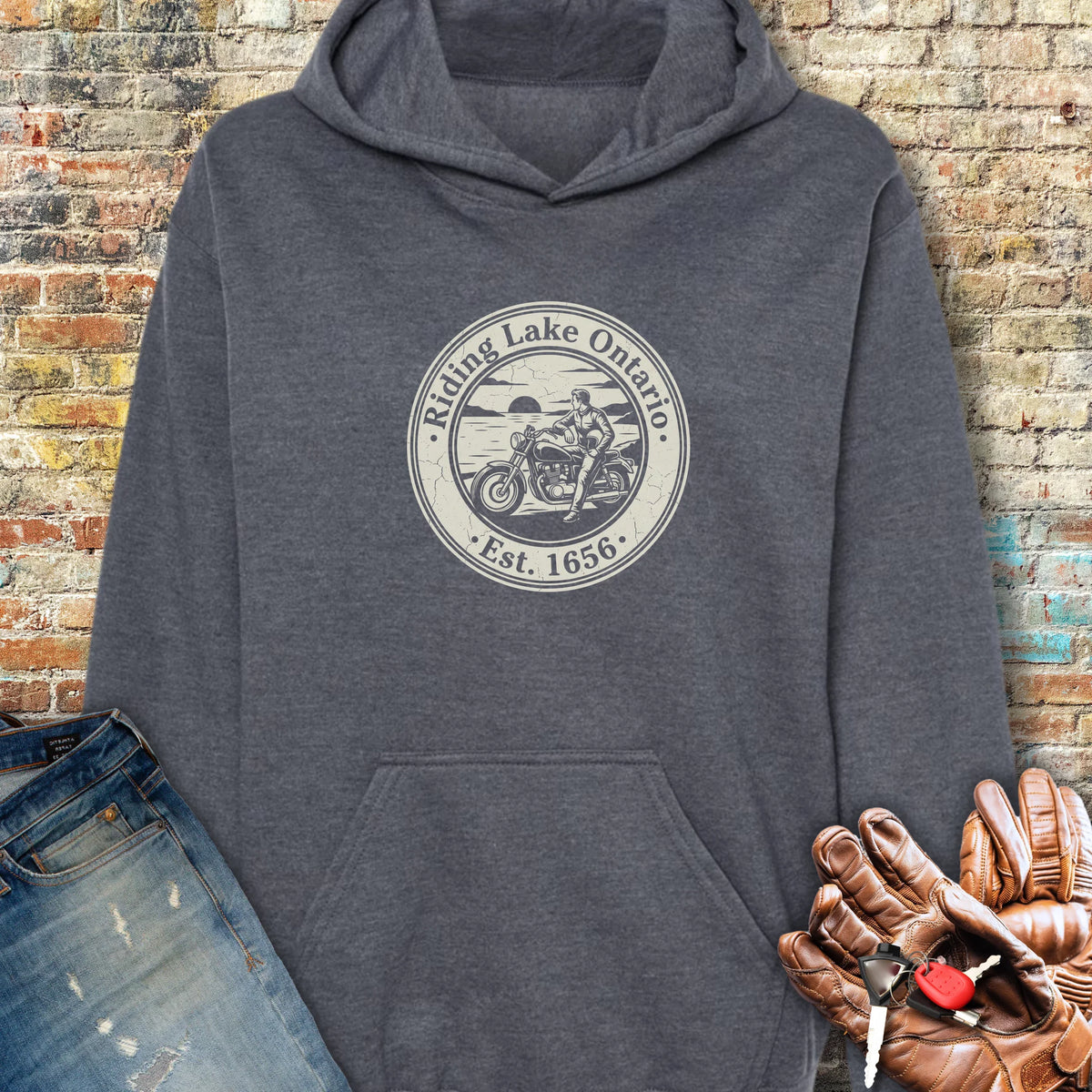 Riding Lake Ontario Hoodie - Dark Heather