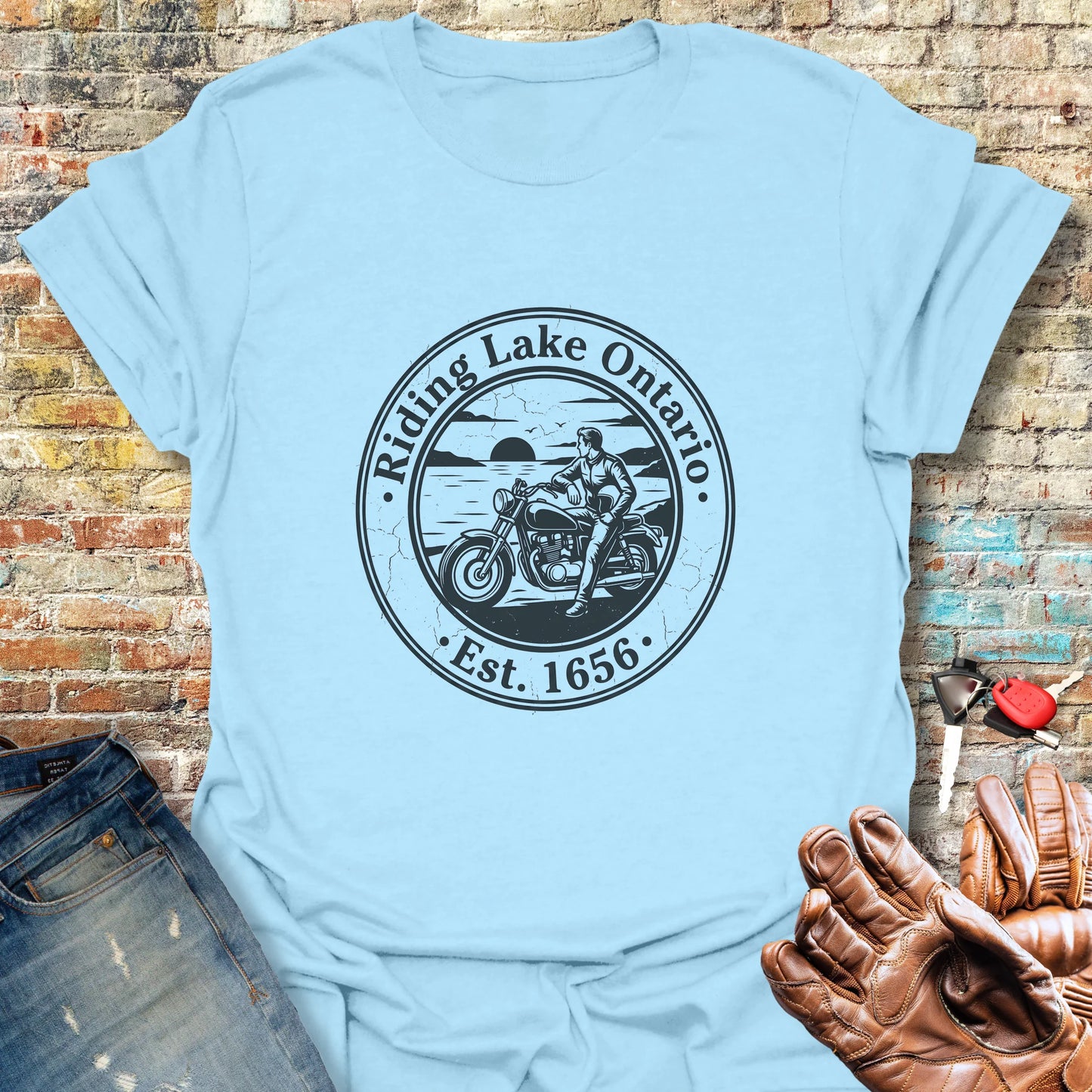 Riding Lake Ontario T-Shirt - Light Blue