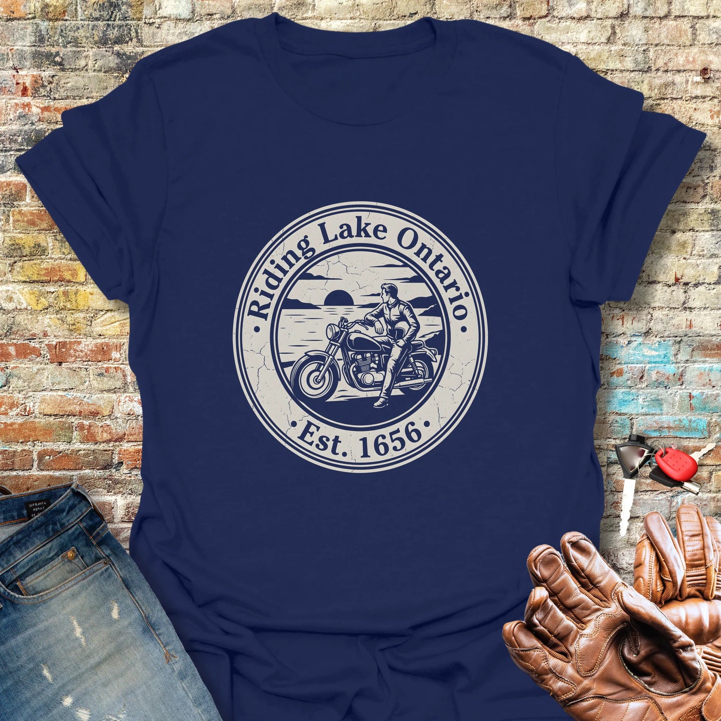 Riding Lake Ontario T-Shirt - Navy