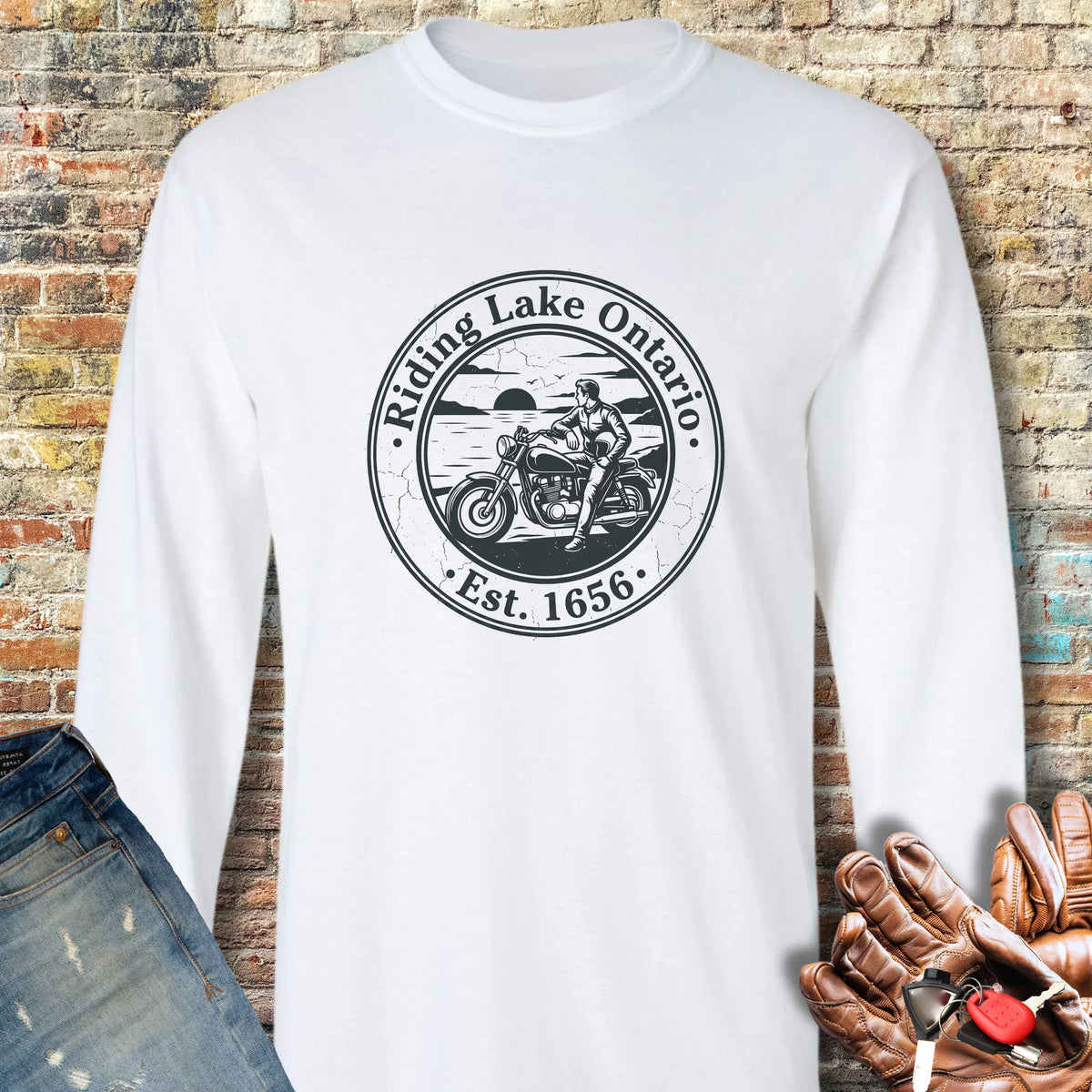 Riding Lake Ontario Long Sleeve T-Shirt - White