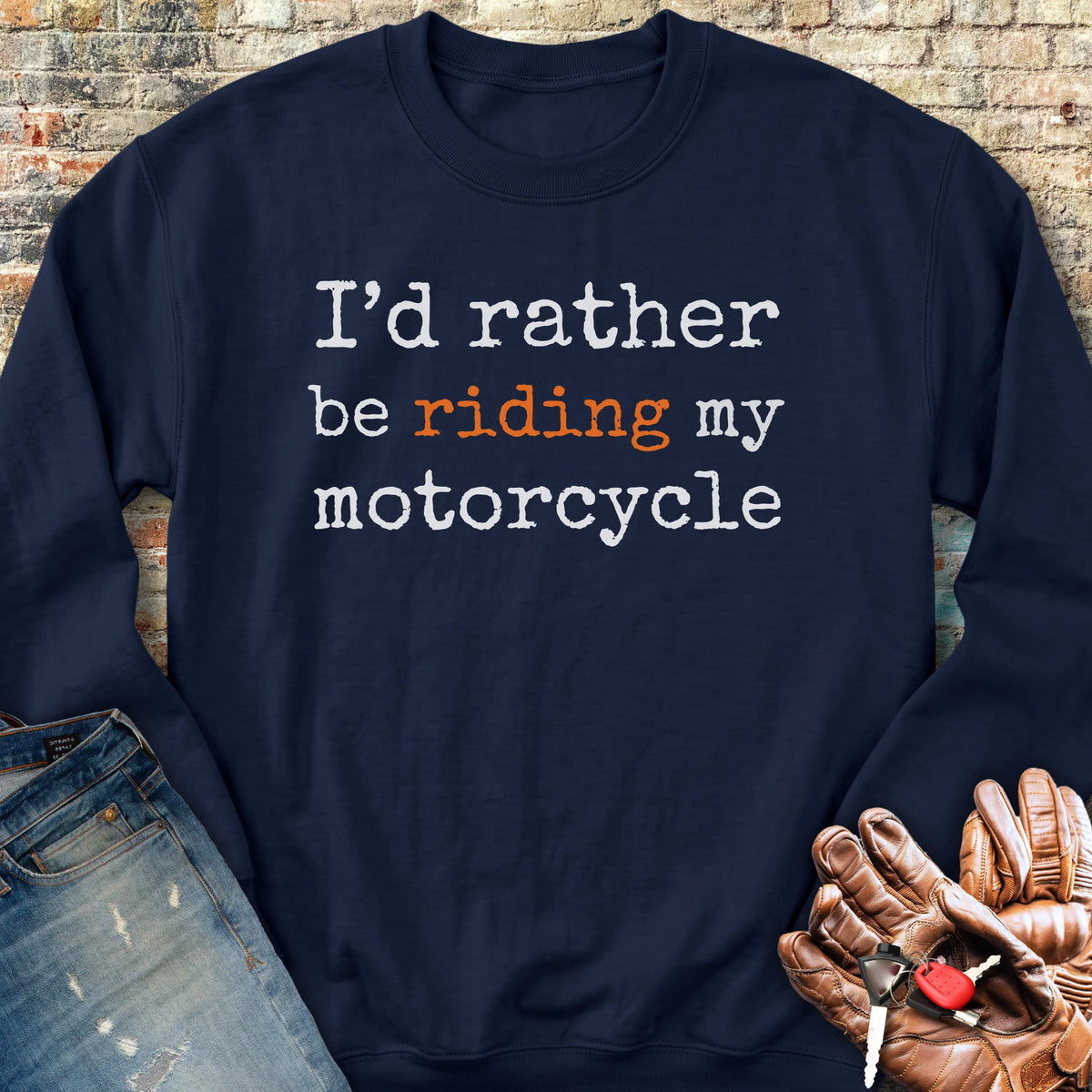 Riding My Motorcycle Sweatshirt - Navy