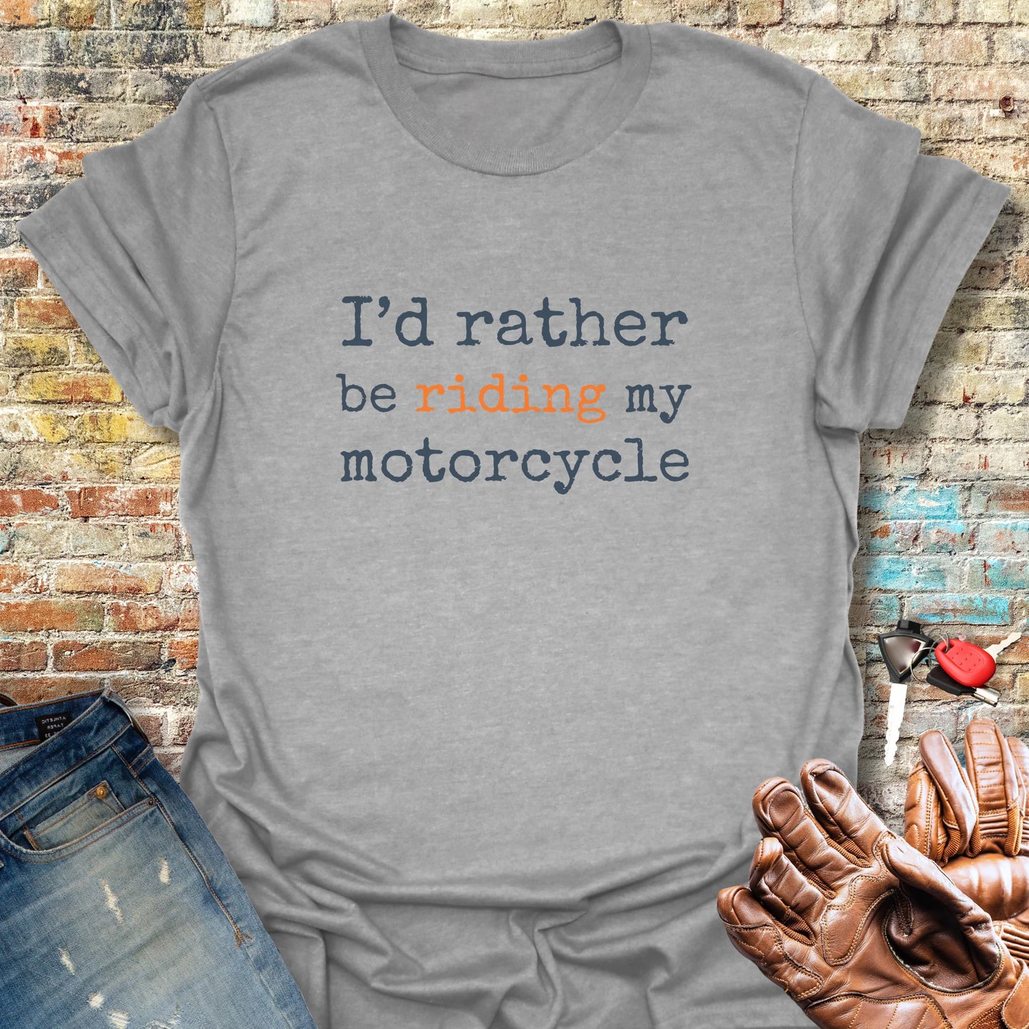 Riding My Motorcycle T-Shirt - Sport Grey